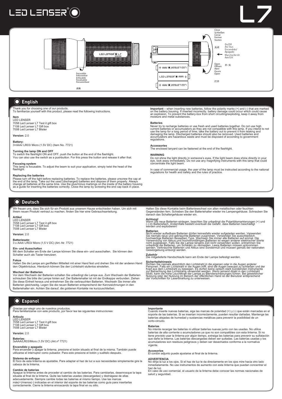 LED LENSER L7 User Manual | 1 page