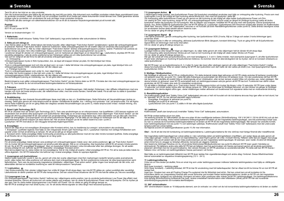 Svenska | LED LENSER M17R User Manual | Page 15 / 26