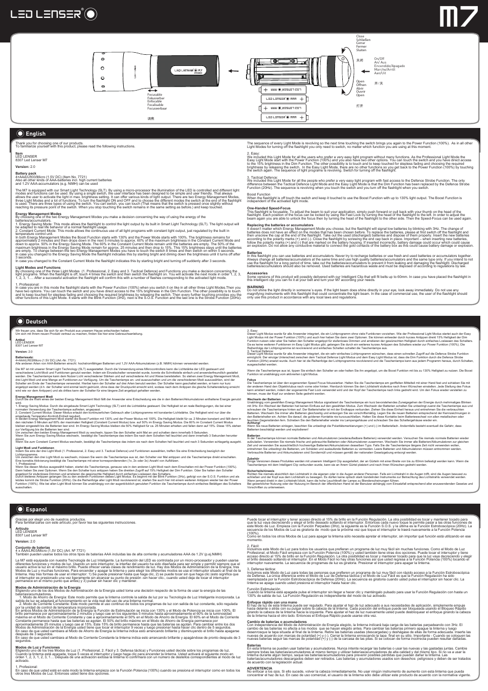 LED LENSER M7 User Manual | 1 page