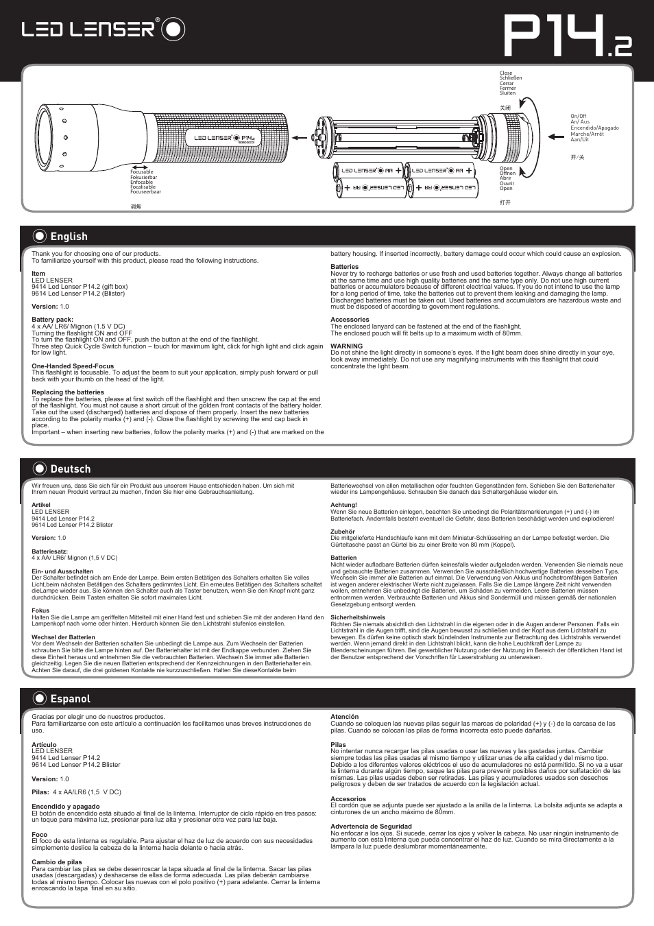 LED LENSER P14.2 User Manual | 2 pages