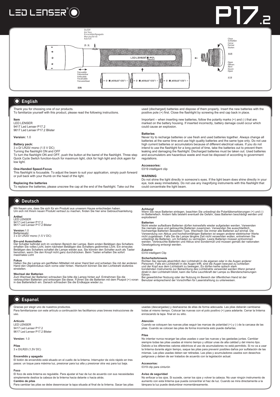 LED LENSER P17.2 User Manual | 2 pages