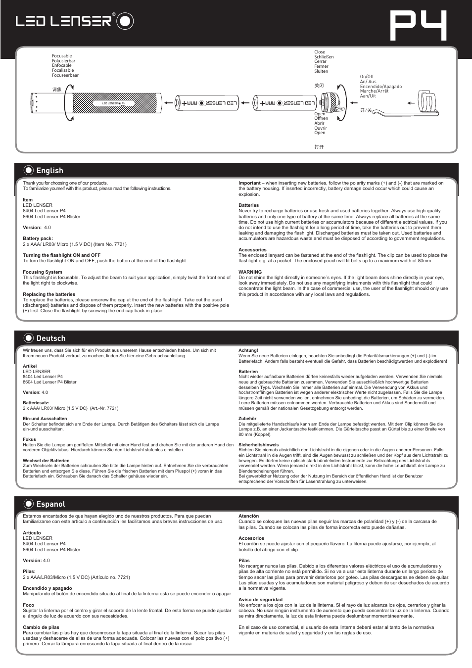 LED LENSER P4BM User Manual | 1 page