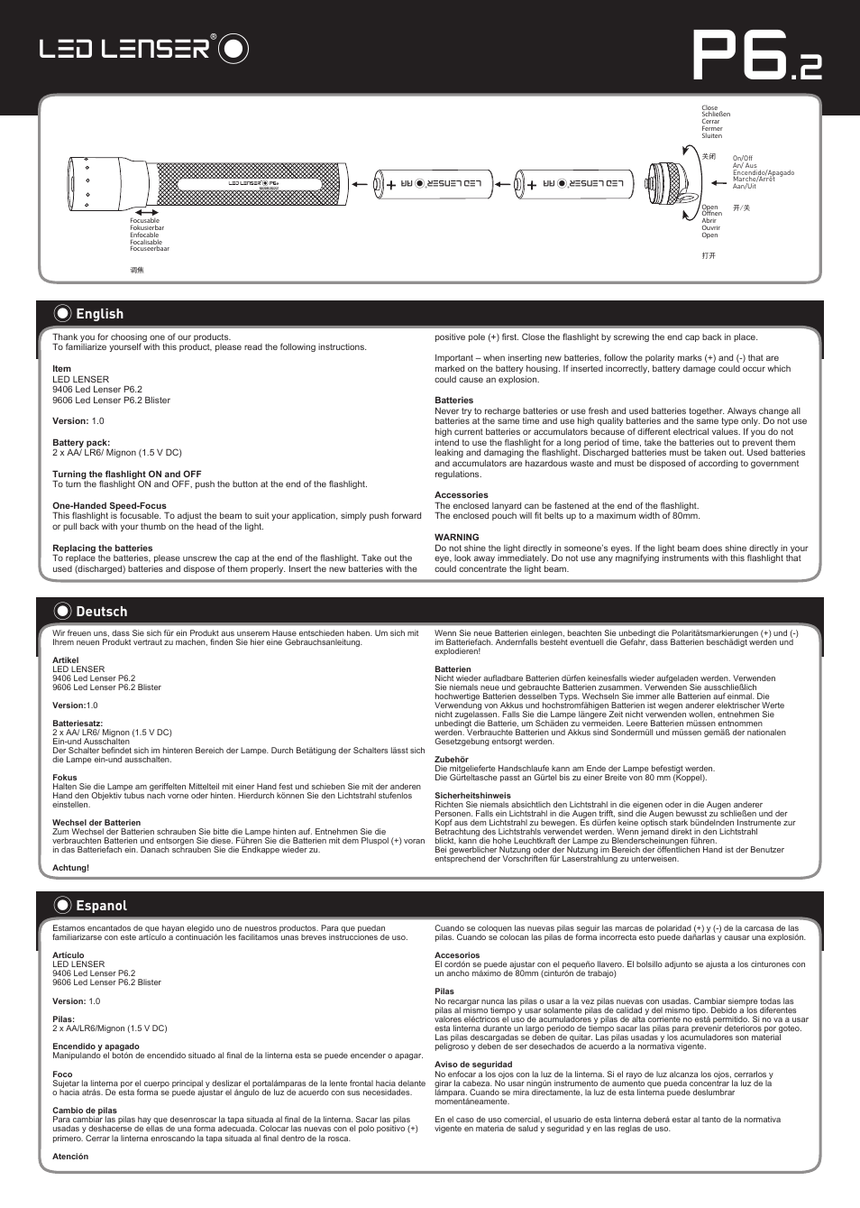 LED LENSER P6.2 User Manual | 2 pages