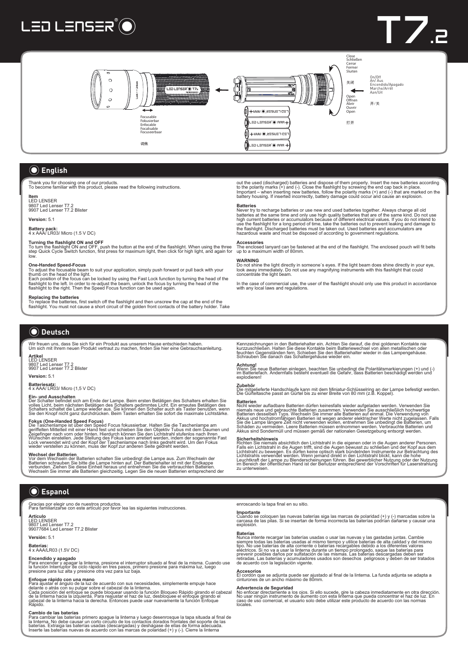 LED LENSER T7.2 User Manual | 2 pages