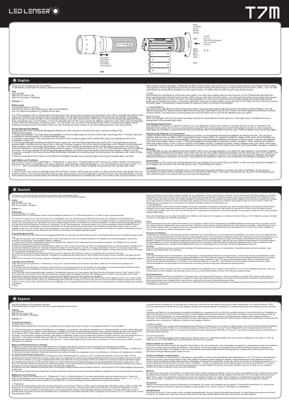 LED LENSER T7M User Manual | 2 pages