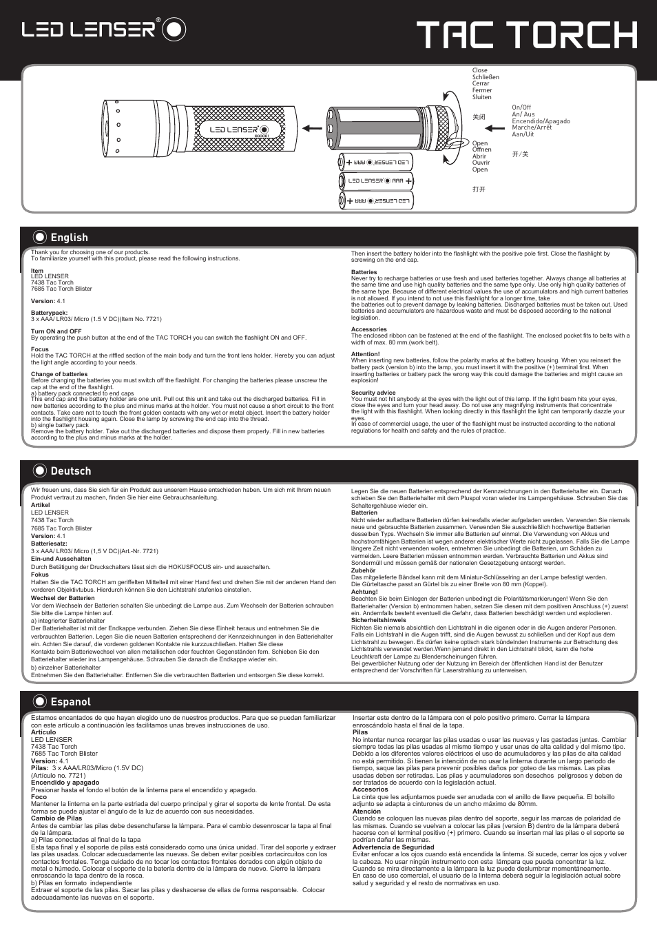 LED LENSER Tac Torch™ User Manual | 1 page