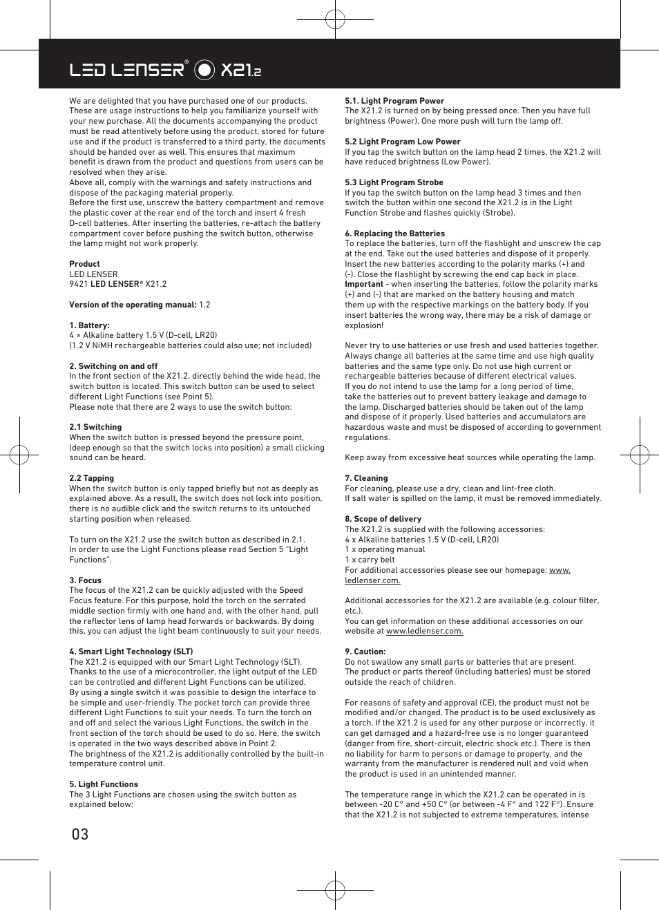 Led lenser® * x21 | LED LENSER X21.2 User Manual | Page 4 / 24