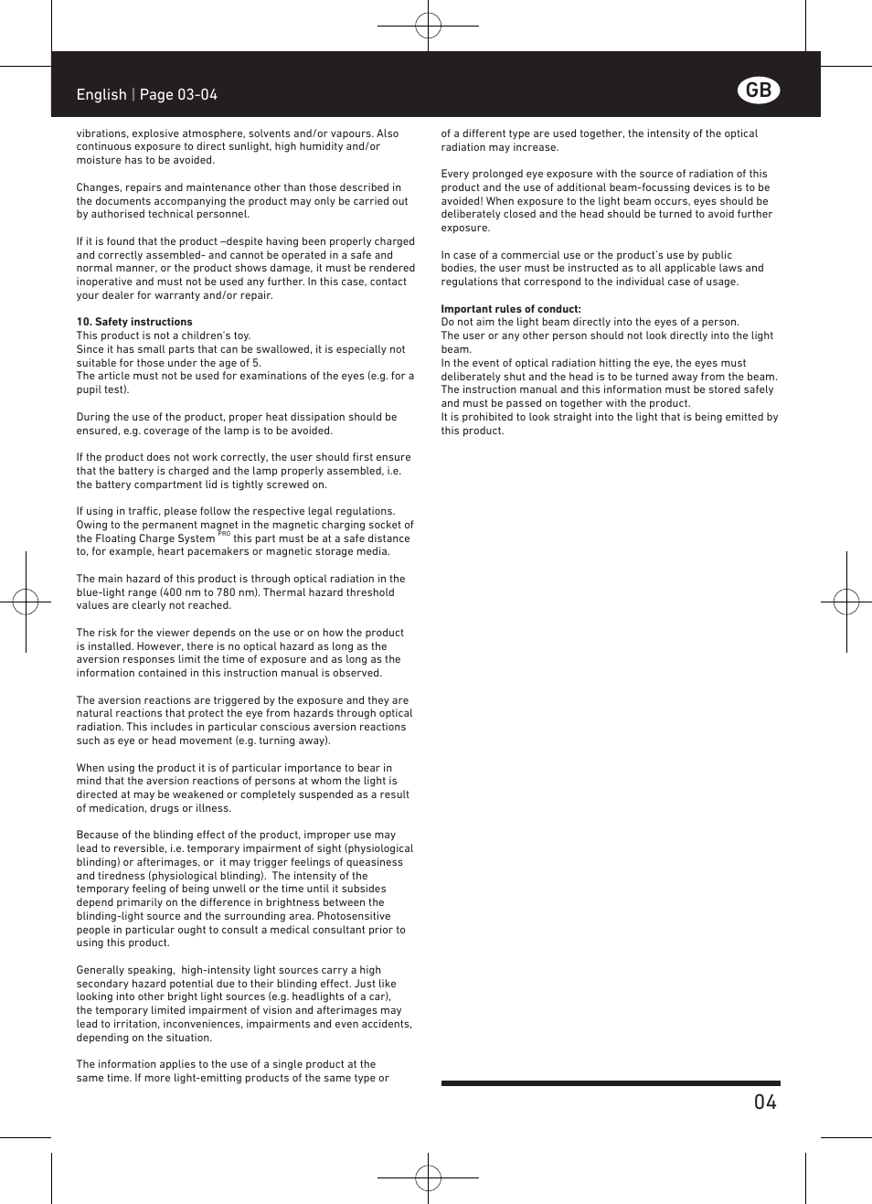 Gb 04, English | page 03-04 | LED LENSER X21.2 User Manual | Page 5 / 24