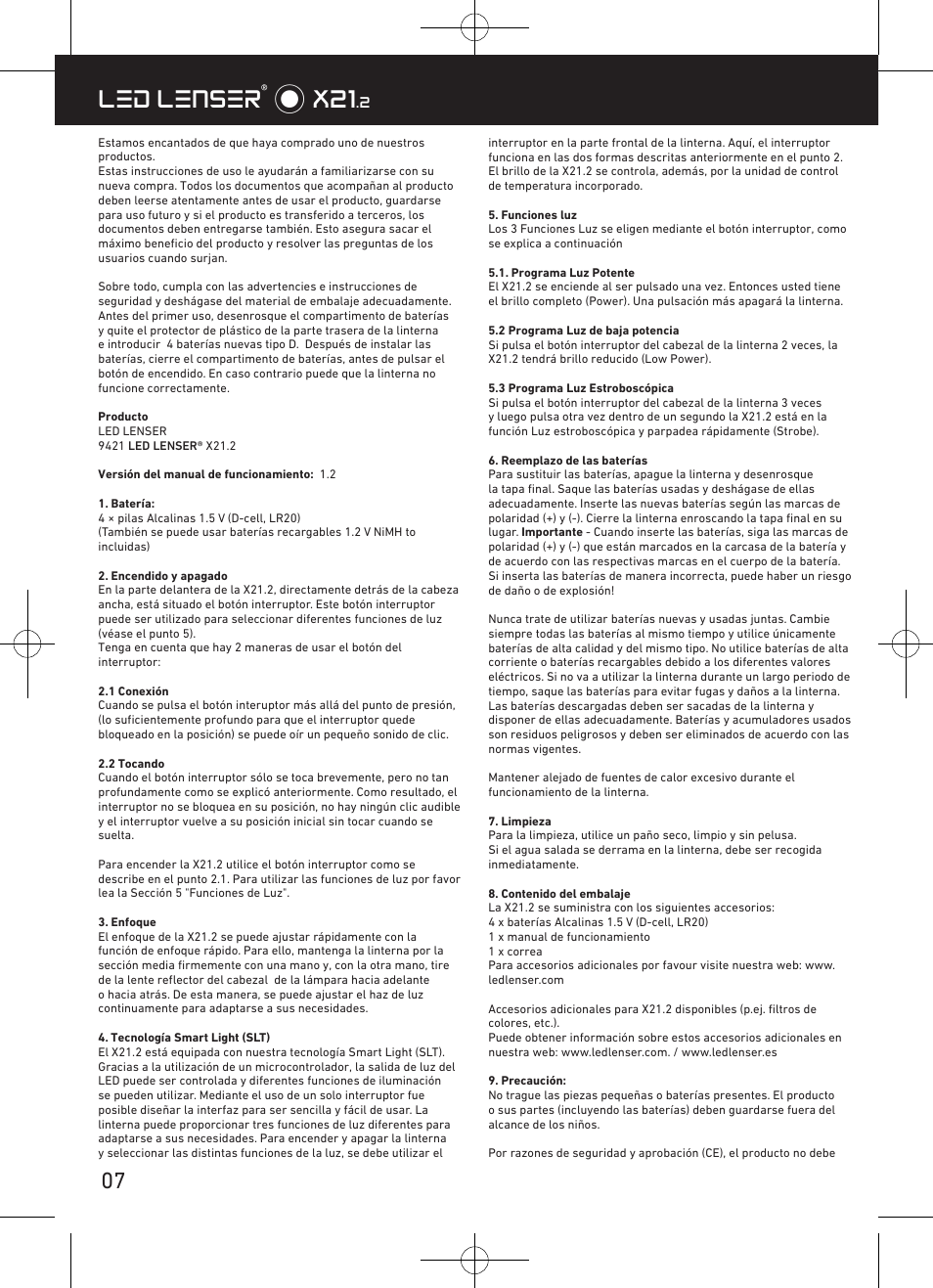 Led lenser® * x21 | LED LENSER X21.2 User Manual | Page 8 / 24