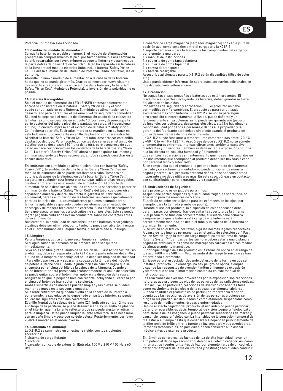 Es 12 | LED LENSER X21R.2 User Manual | Page 13 / 45