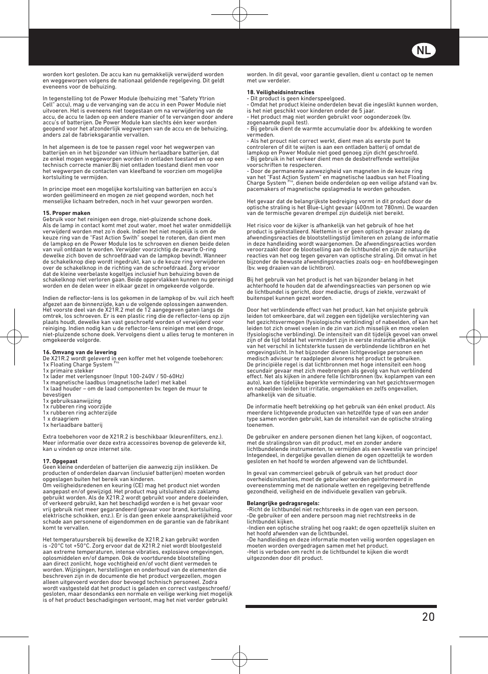 20 nl | LED LENSER X21R.2 User Manual | Page 21 / 45