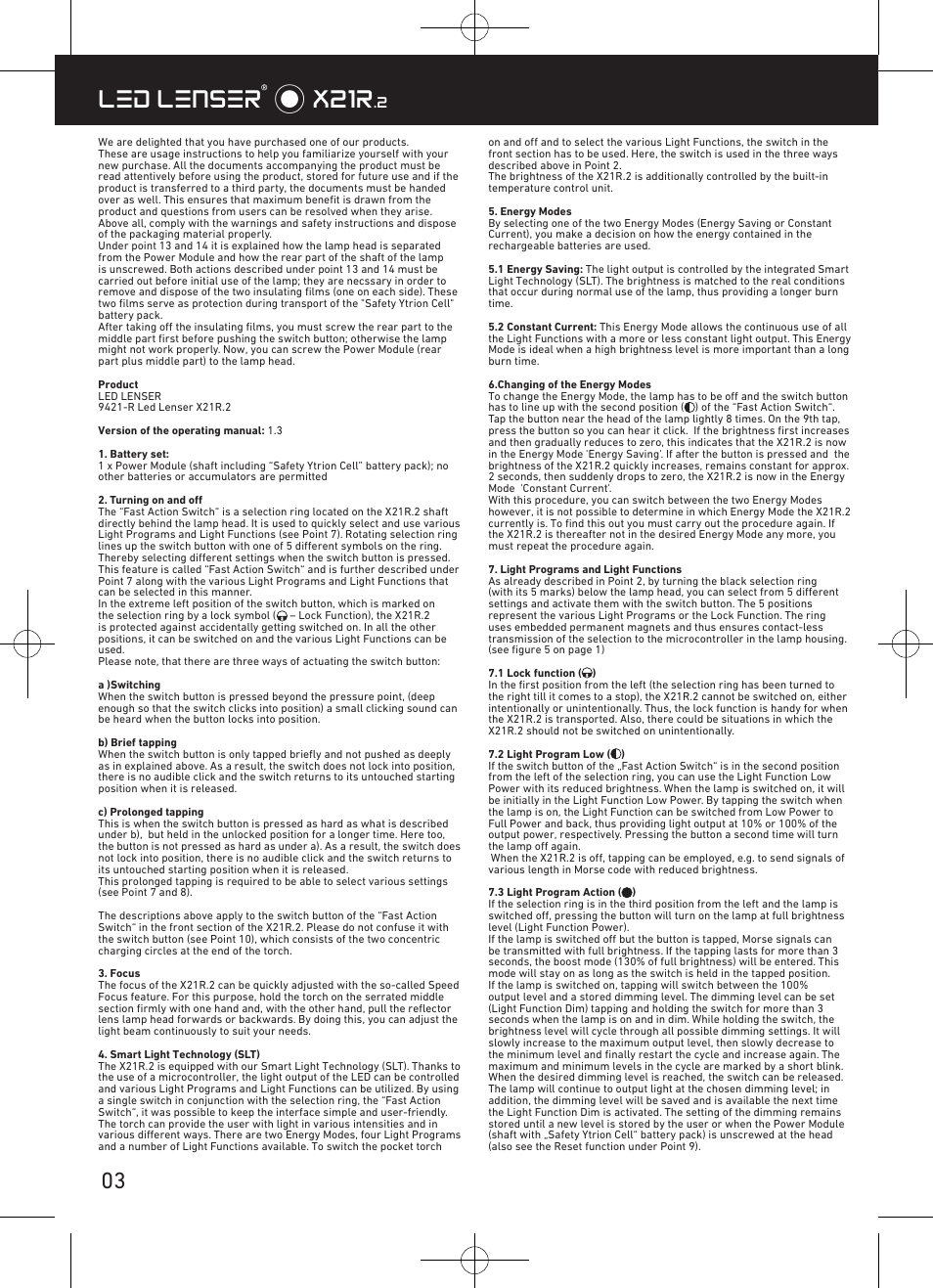 Led lenser® * x21r | LED LENSER X21R.2 User Manual | Page 4 / 45