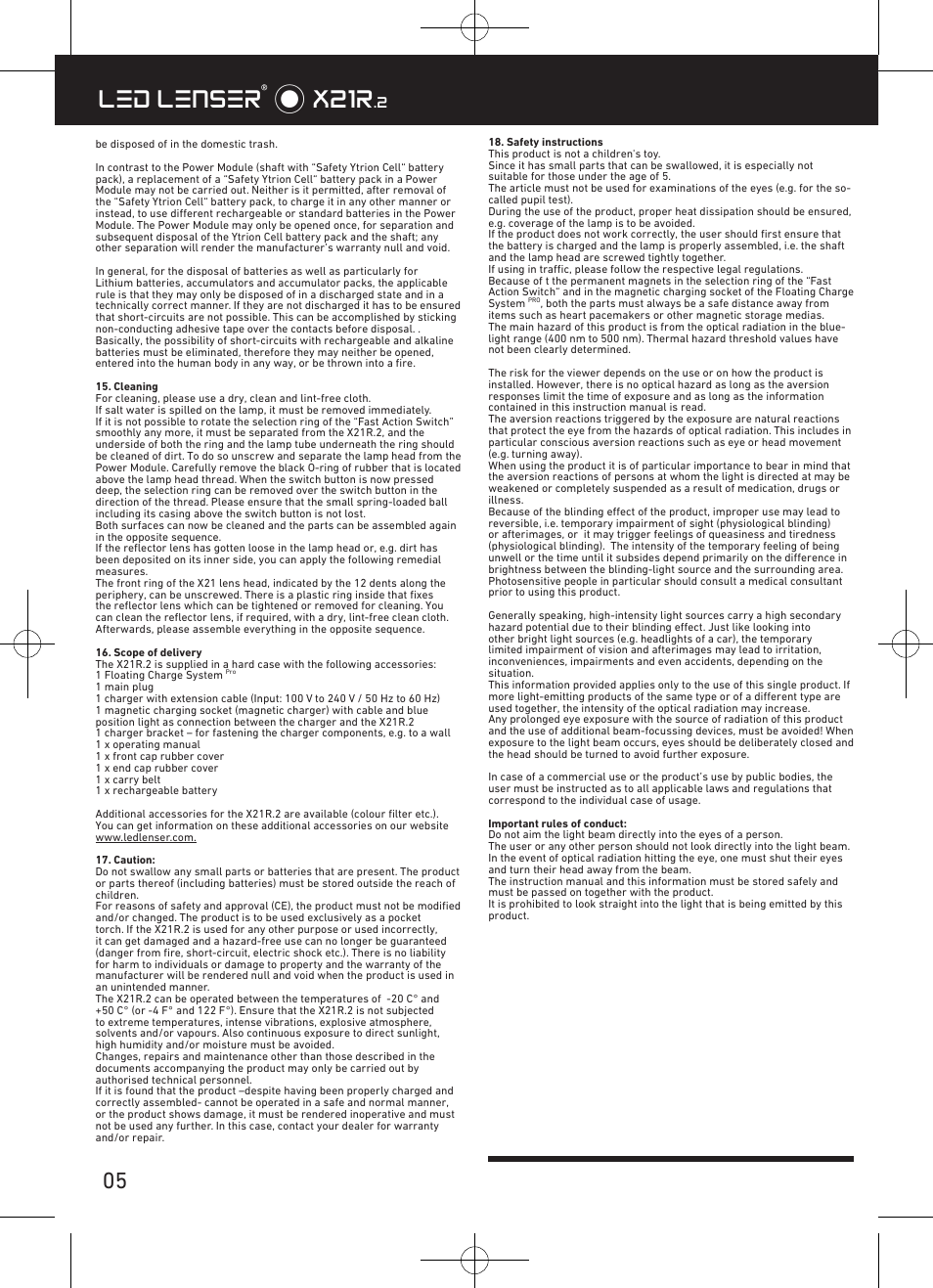 Led lenser® * x21r | LED LENSER X21R.2 User Manual | Page 6 / 45