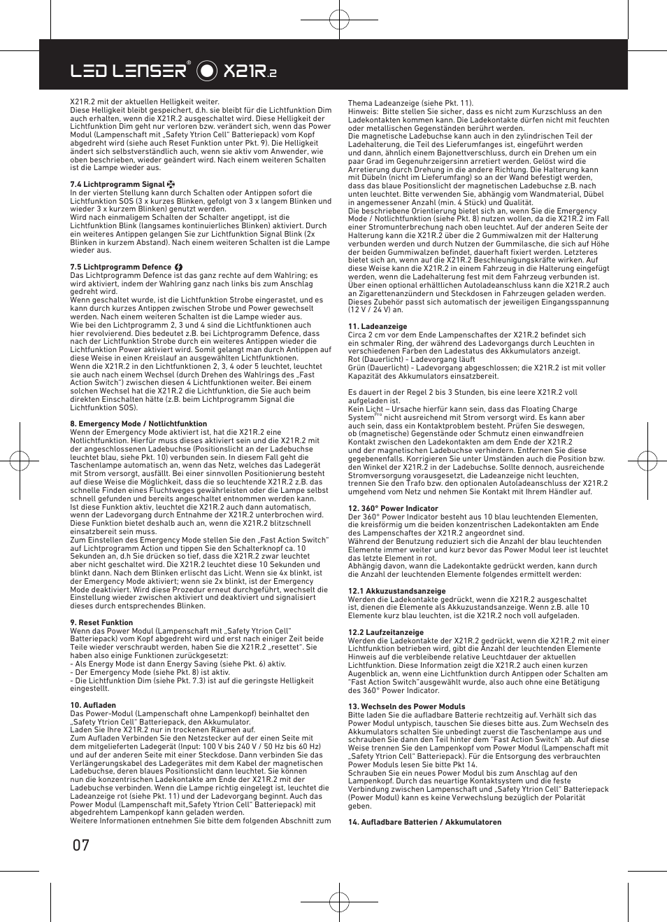Led lenser® * x21r | LED LENSER X21R.2 User Manual | Page 8 / 45