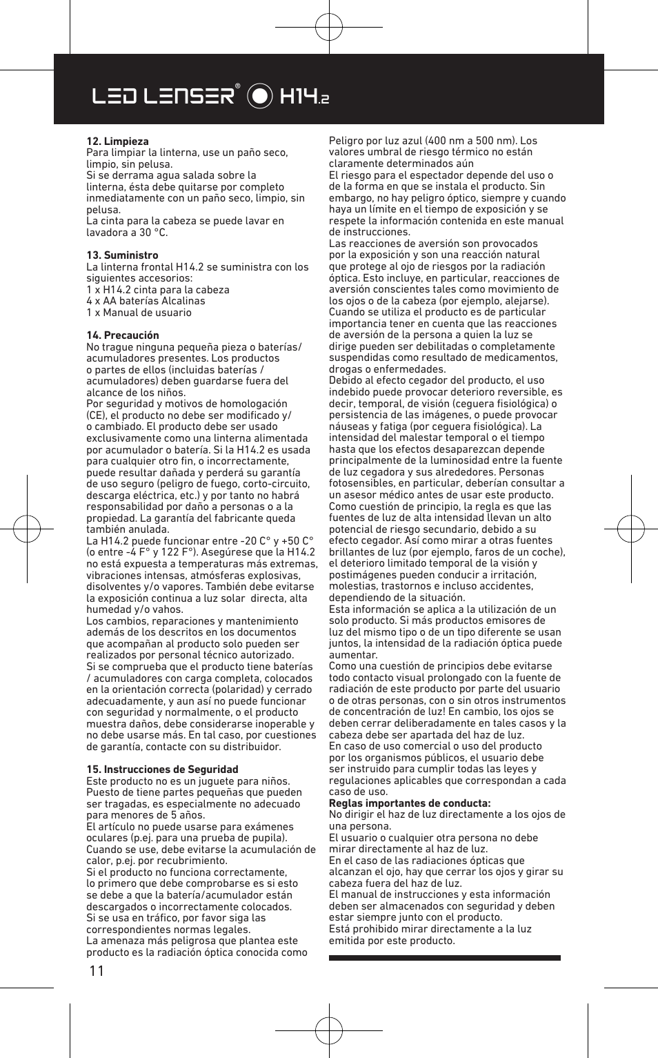 Led lenser® * h14 | LED LENSER H14.2 User Manual | Page 12 / 36
