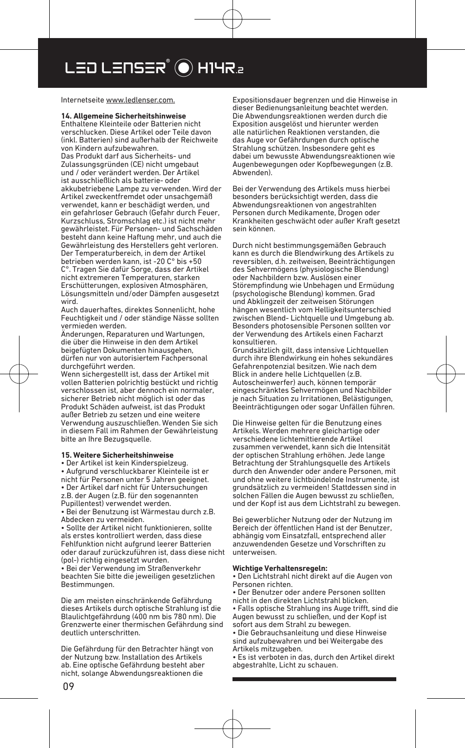 Led lenser® * h14r | LED LENSER H14R.2 User Manual | Page 10 / 53