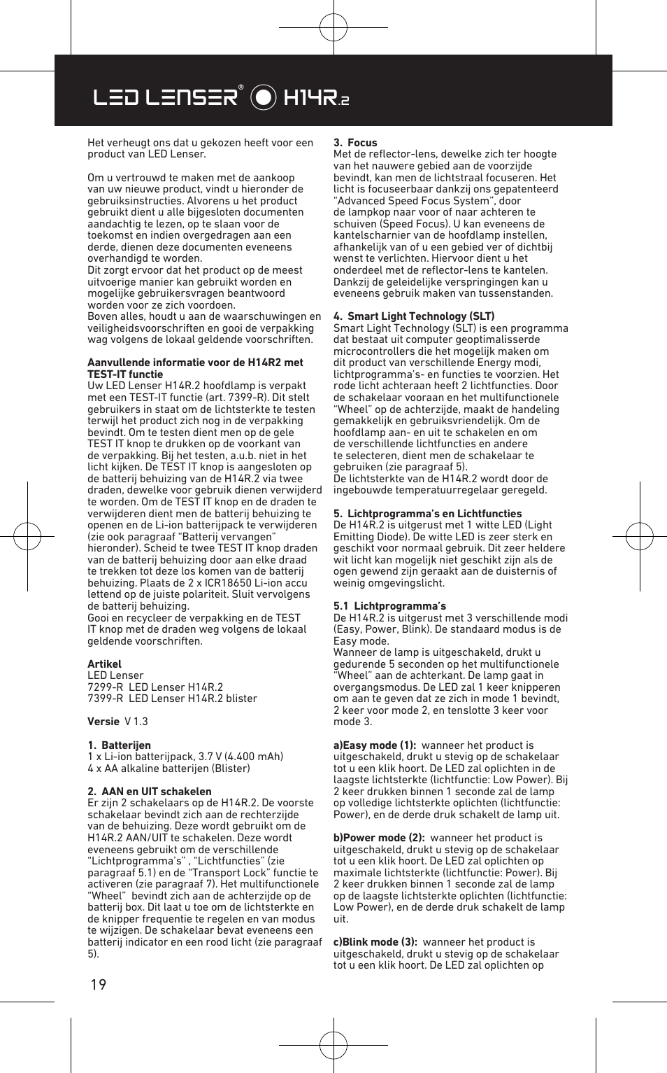 Led lenser® * h14r | LED LENSER H14R.2 User Manual | Page 20 / 53