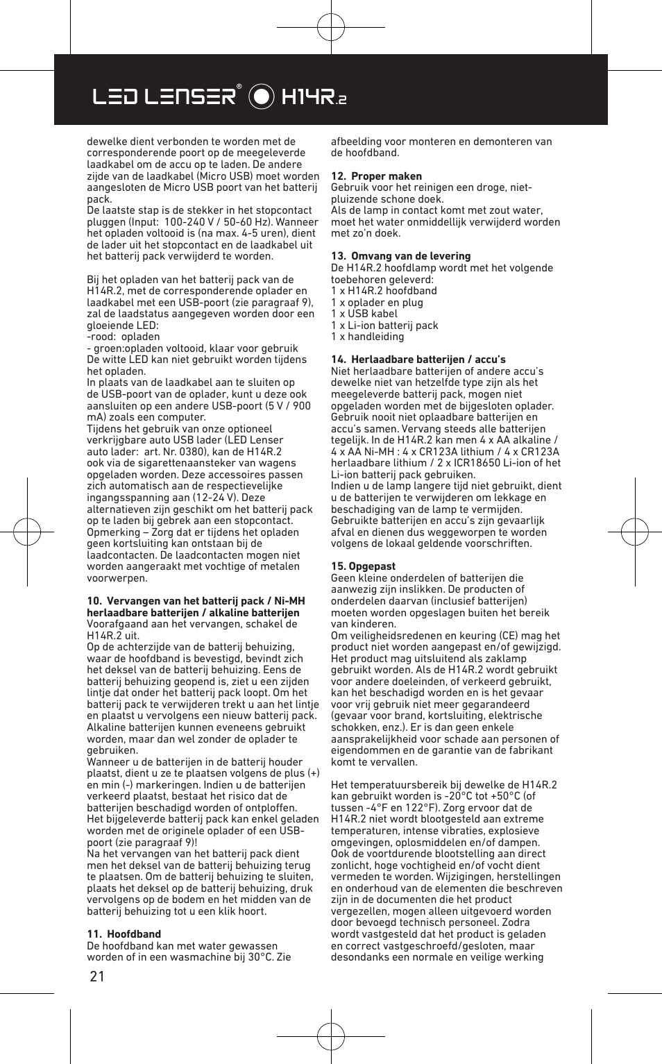 Led lenser® * h14r | LED LENSER H14R.2 User Manual | Page 22 / 53