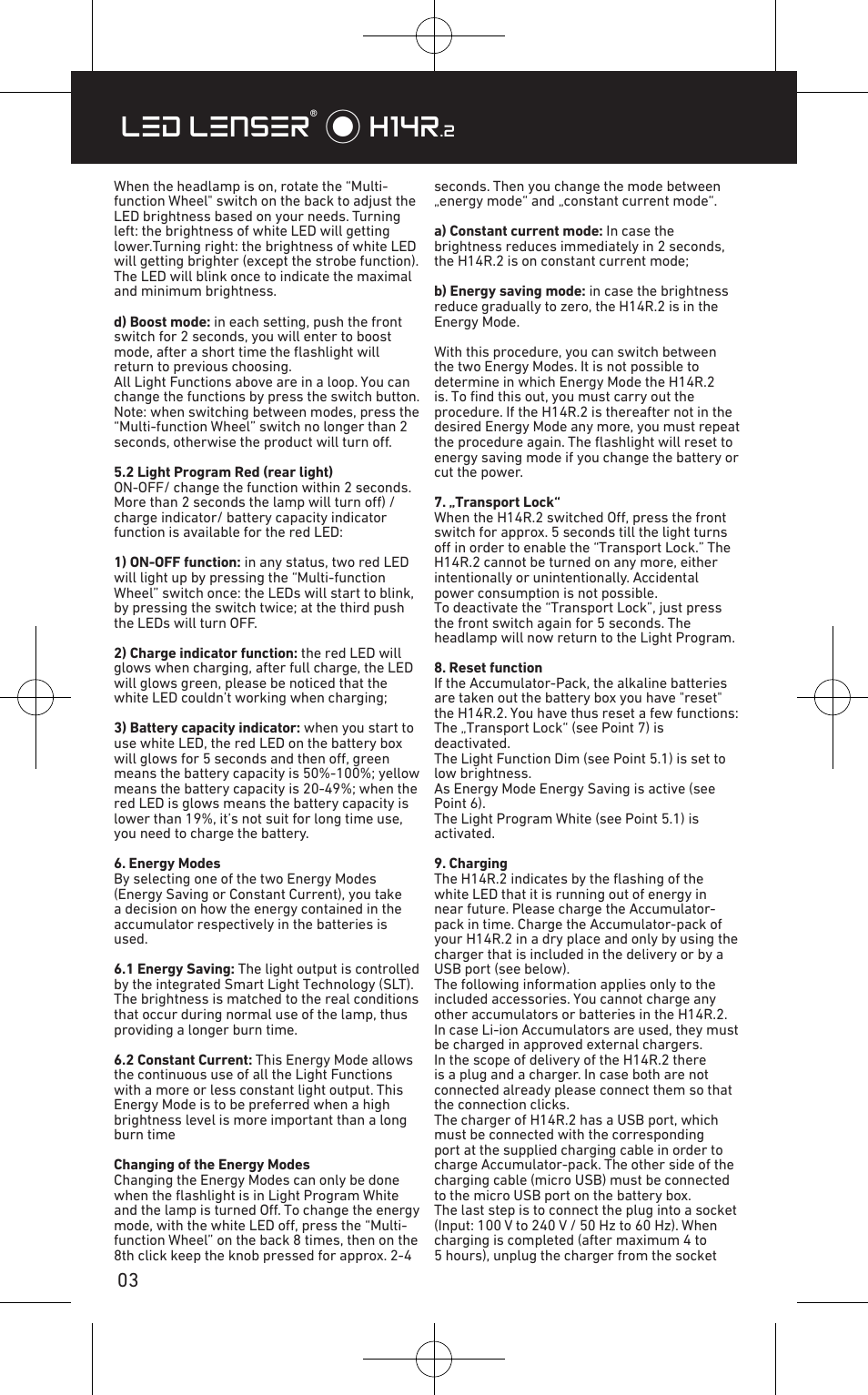 Led lenser® * h14r | LED LENSER H14R.2 User Manual | Page 4 / 53
