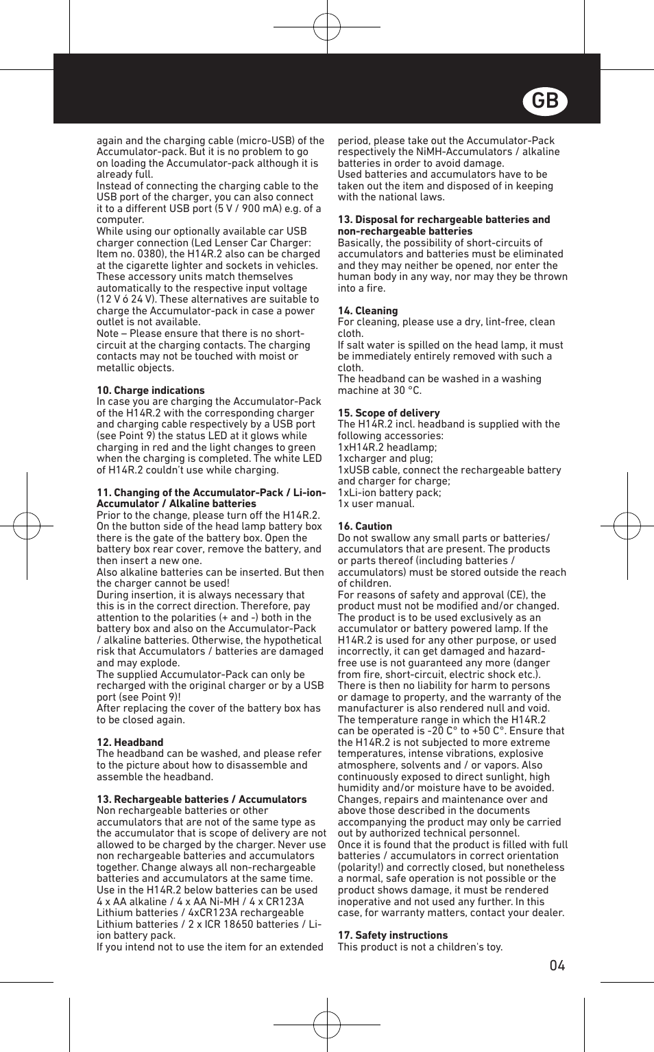 LED LENSER H14R.2 User Manual | Page 5 / 53