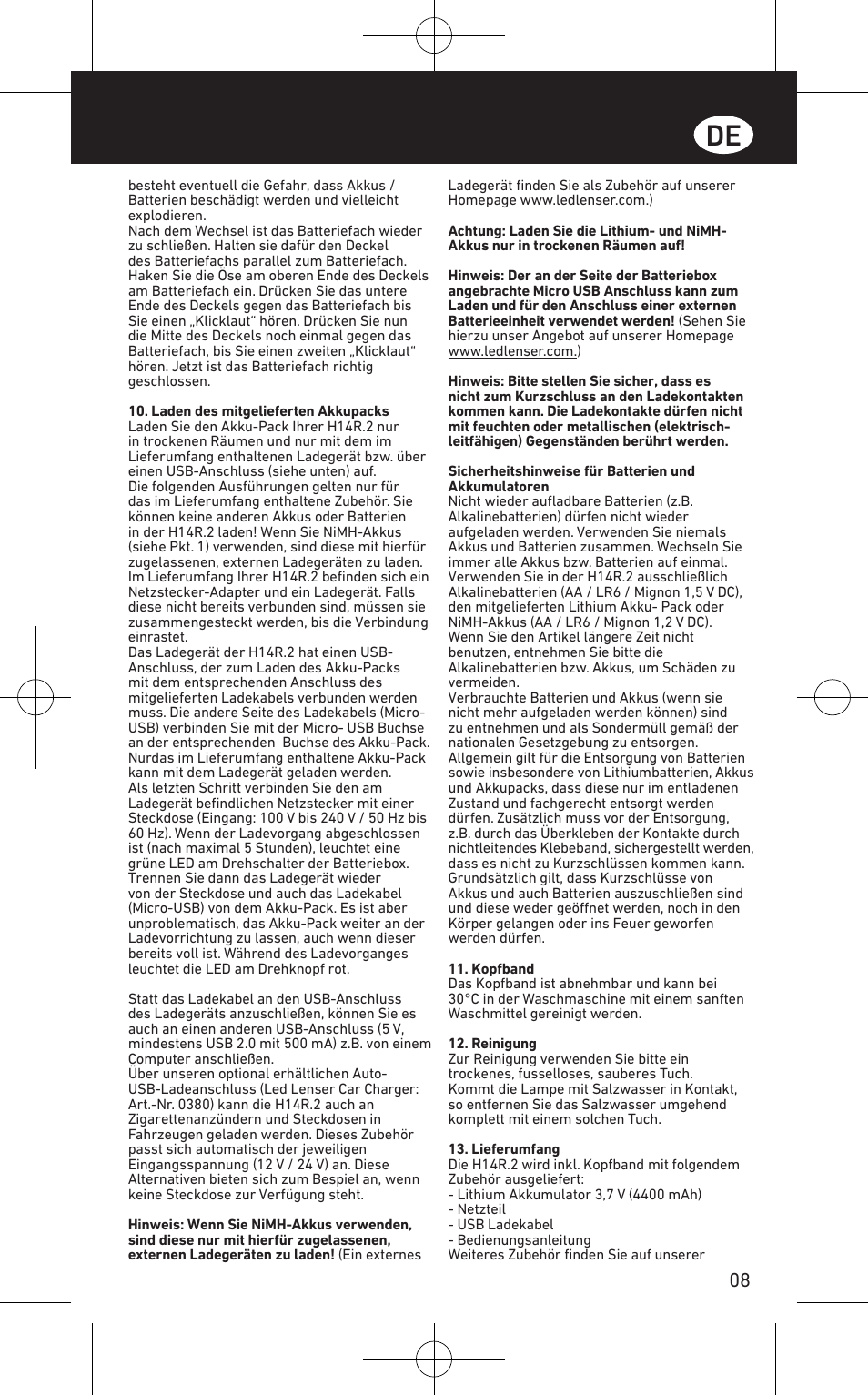 LED LENSER H14R.2 User Manual | Page 9 / 53