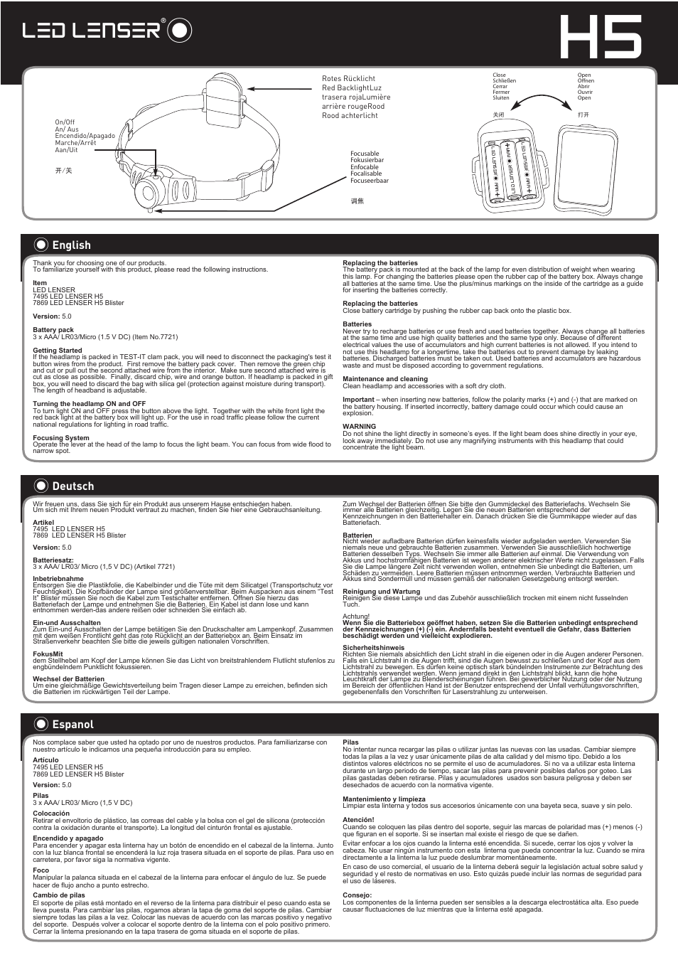 LED LENSER H5 User Manual | 1 page