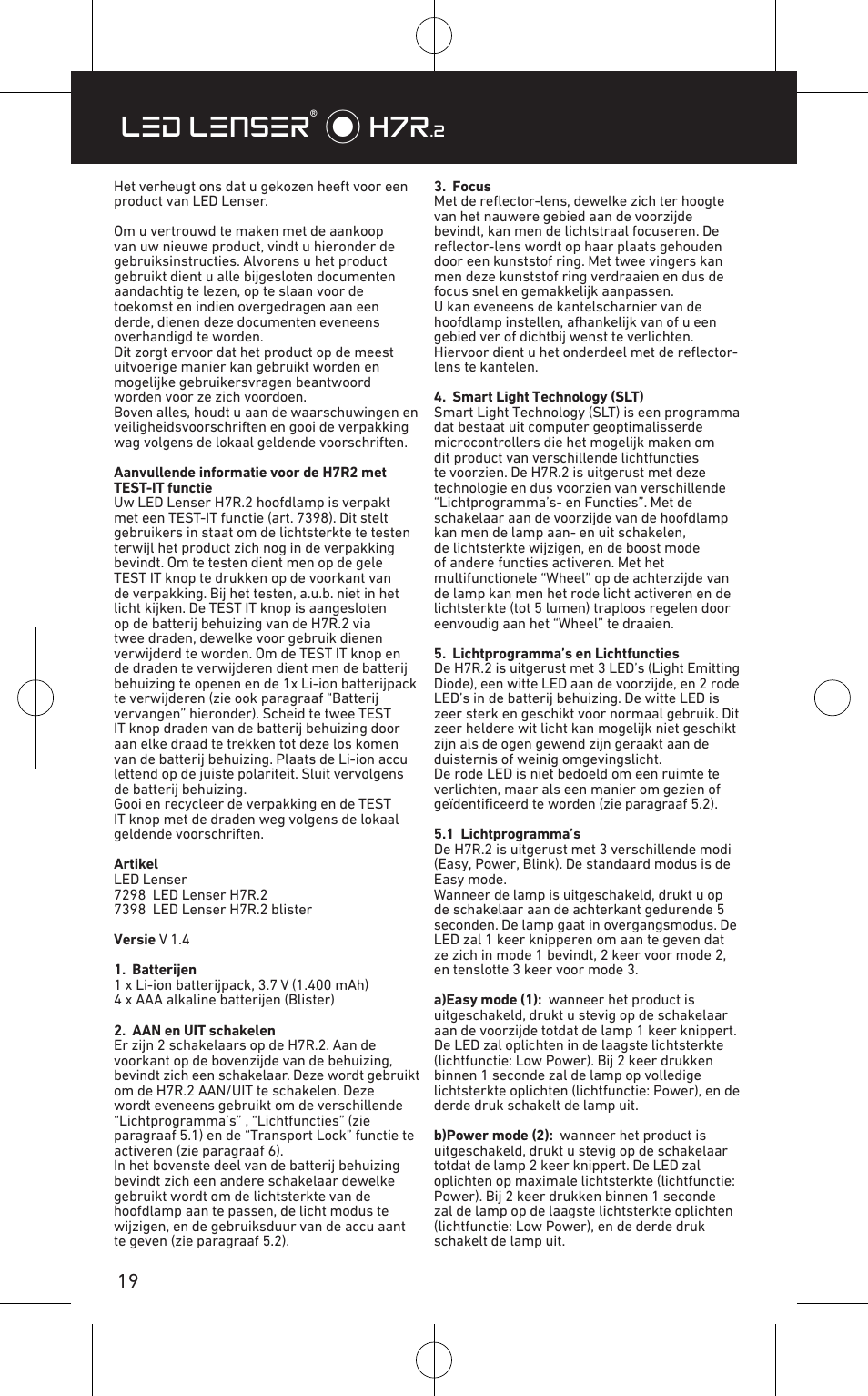 Led lenser® * h7r | LED LENSER H7R.2 User Manual | Page 20 / 50