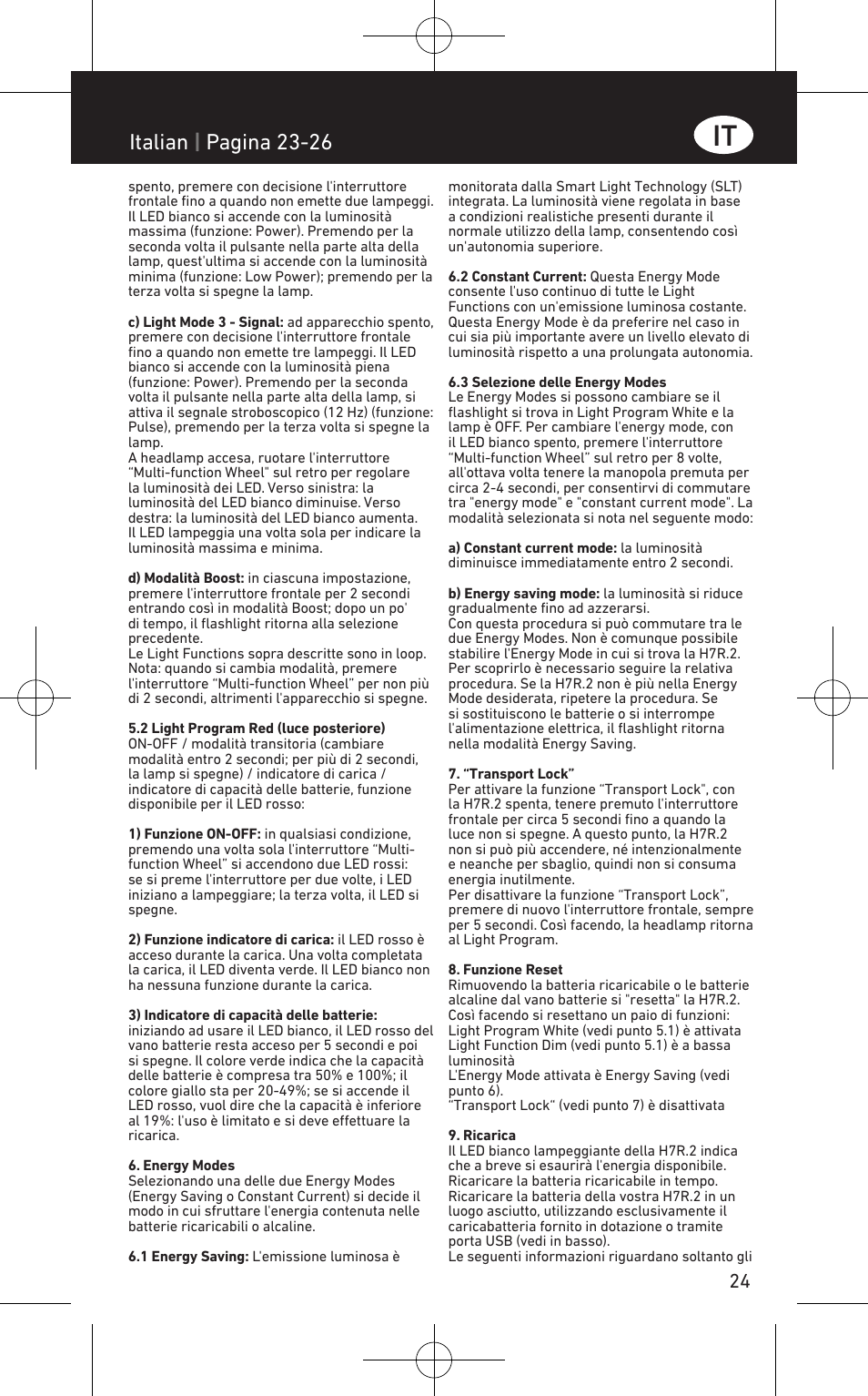Italian | pagina 23-26 | LED LENSER H7R.2 User Manual | Page 25 / 50