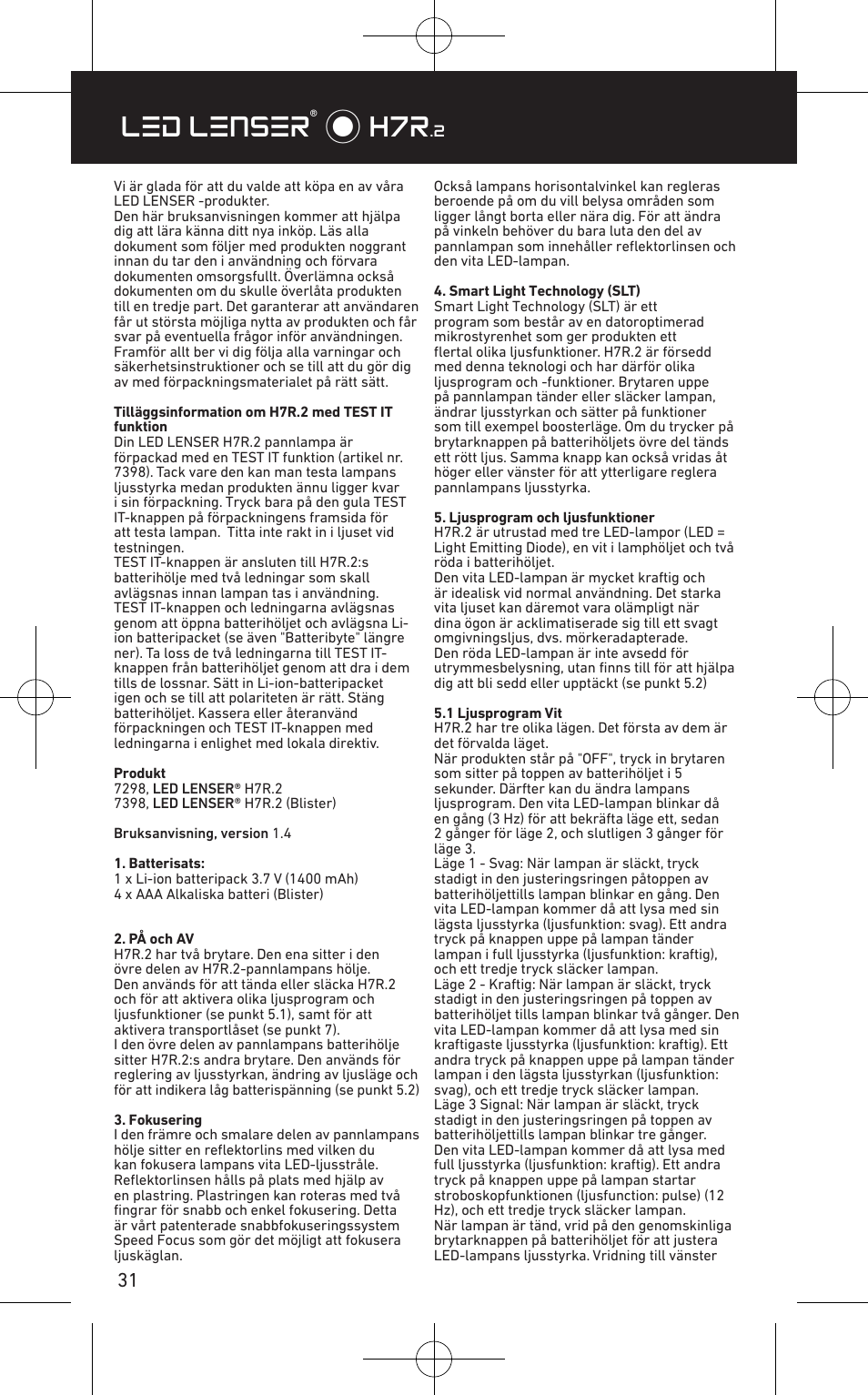 Led lenser® * h7r | LED LENSER H7R.2 User Manual | Page 32 / 50