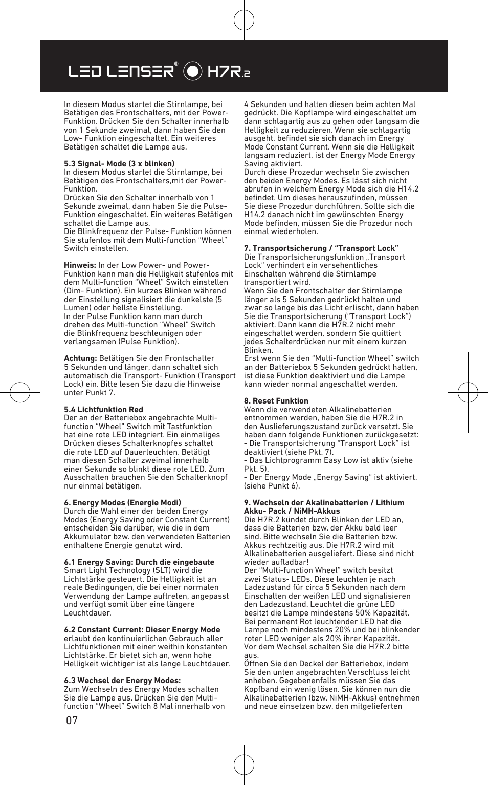 Led lenser® * h7r | LED LENSER H7R.2 User Manual | Page 8 / 50