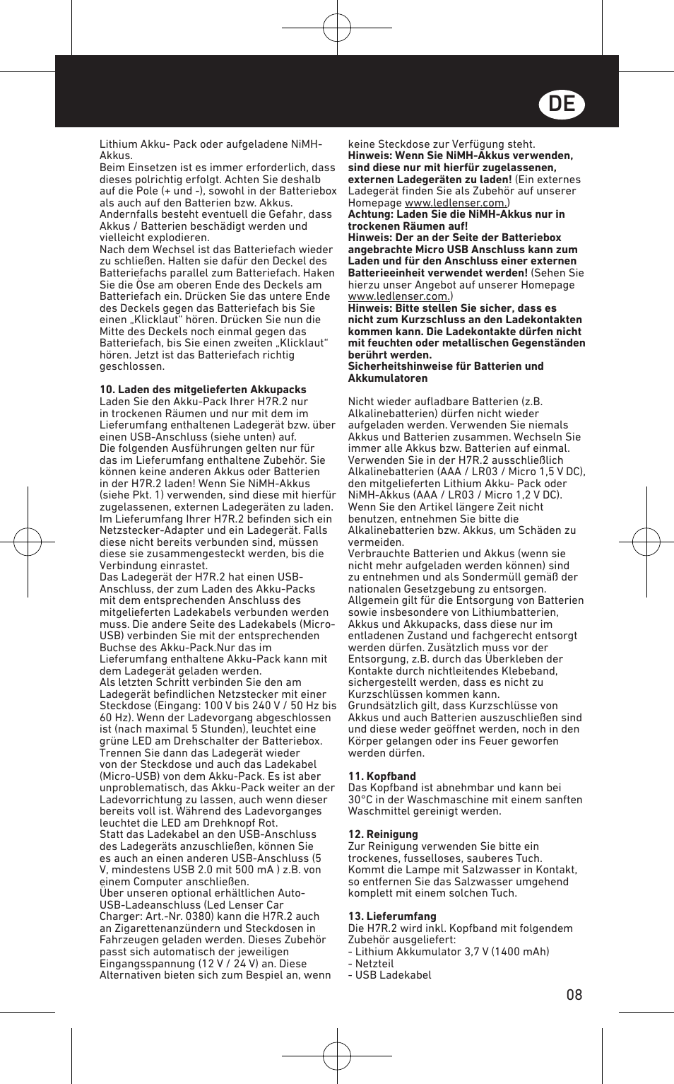 LED LENSER H7R.2 User Manual | Page 9 / 50