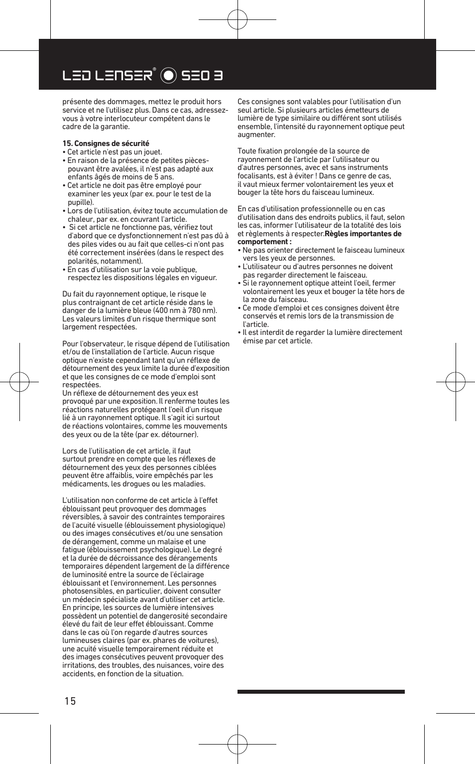 Led lenser® * seo 3 | LED LENSER SEO™ 3 User Manual | Page 16 / 36