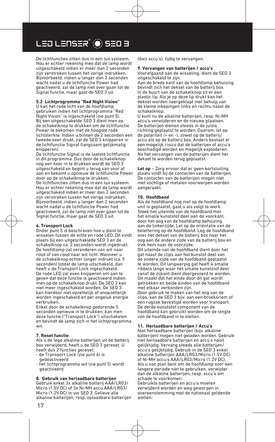 Led lenser® * seo 3 | LED LENSER SEO™ 3 User Manual | Page 18 / 36