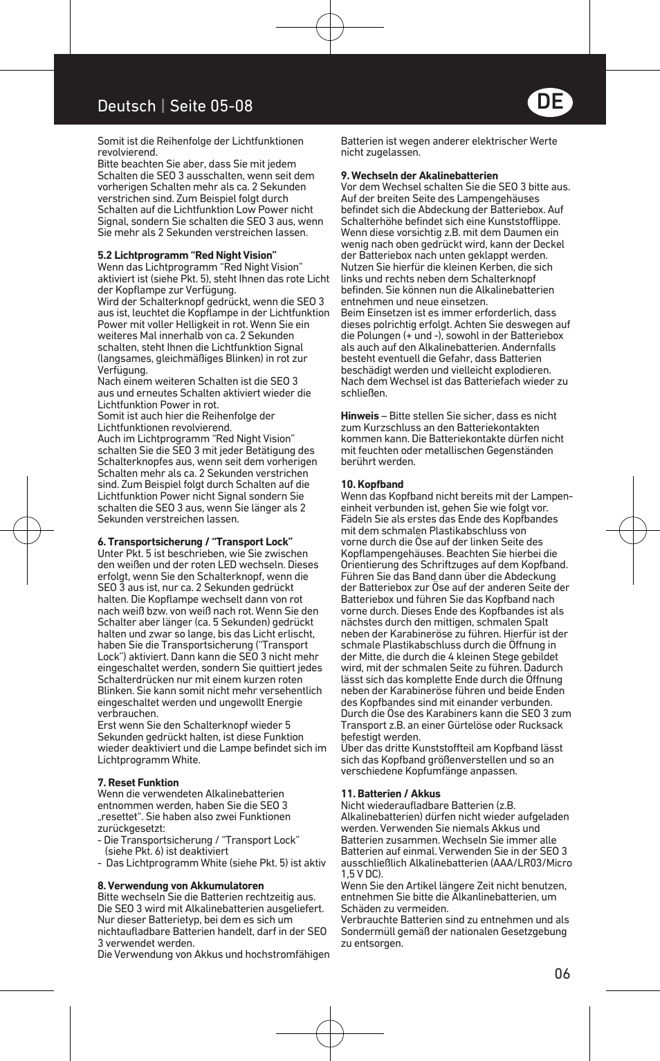 Deutsch | seite 05-08 | LED LENSER SEO™ 3 User Manual | Page 7 / 36