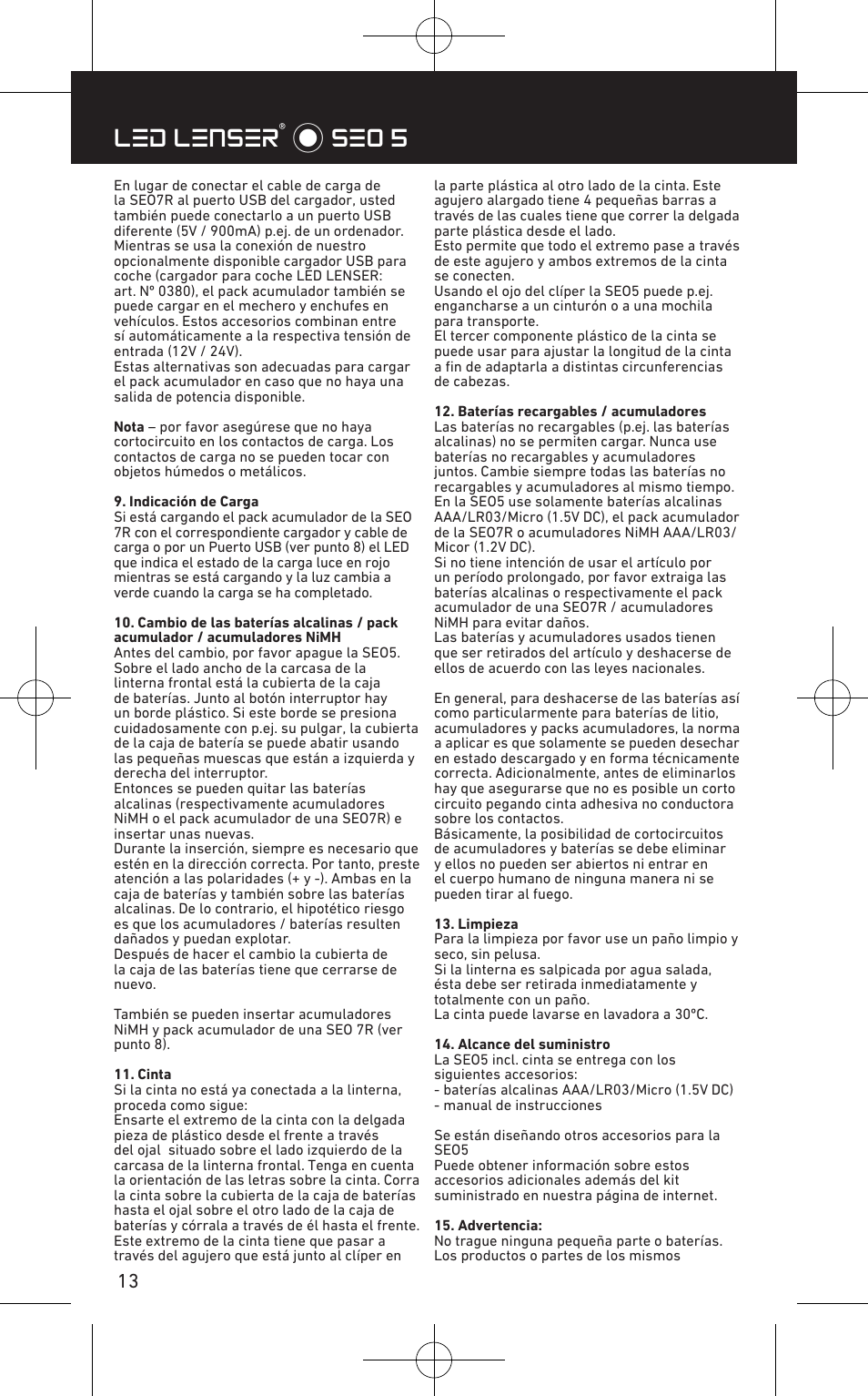 Led lenser® * seo 5 | LED LENSER SEO™ 5 User Manual | Page 14 / 44