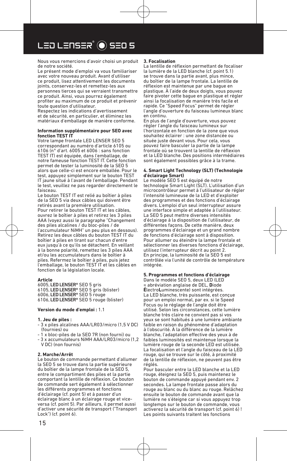Led lenser® * seo 5 | LED LENSER SEO™ 5 User Manual | Page 16 / 44