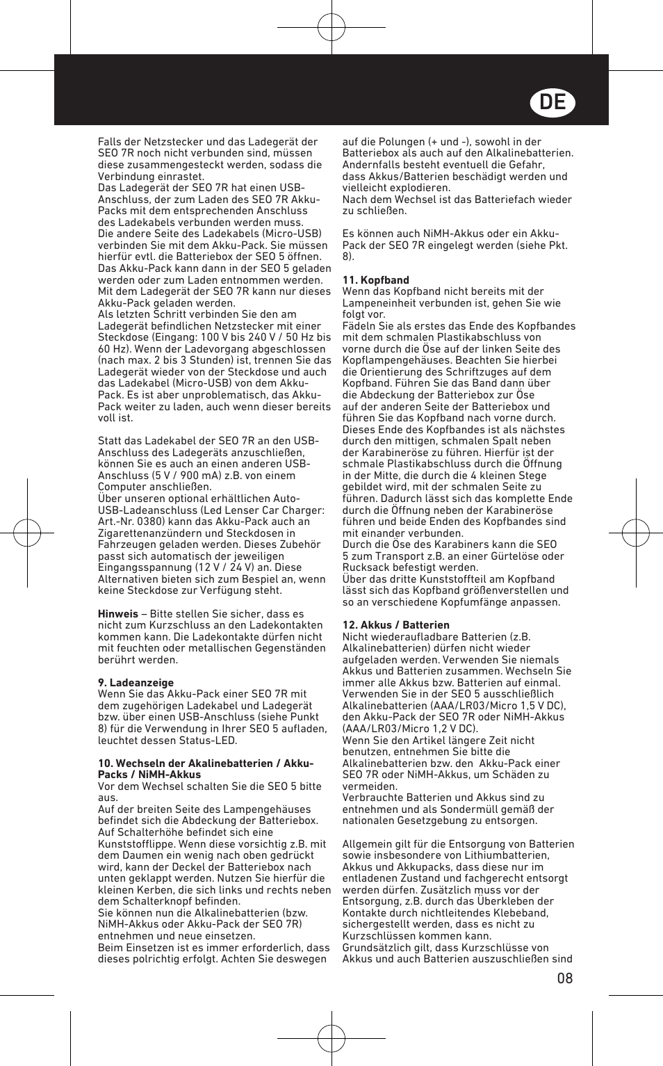 LED LENSER SEO™ 5 User Manual | Page 9 / 44
