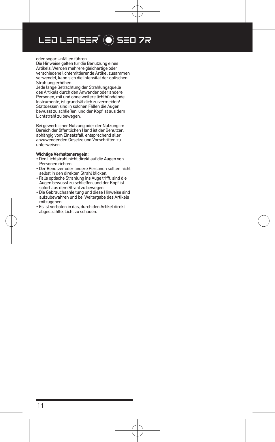 Led lenser® * seo 7r | LED LENSER SEO™ 7R User Manual | Page 12 / 56