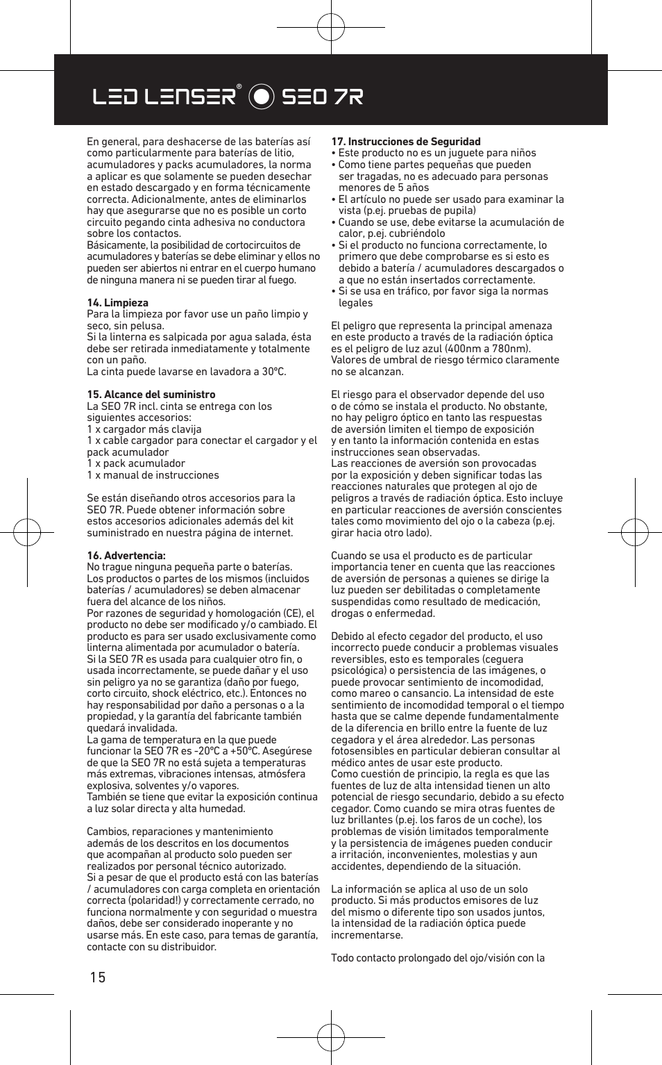 Led lenser® * seo 7r | LED LENSER SEO™ 7R User Manual | Page 16 / 56