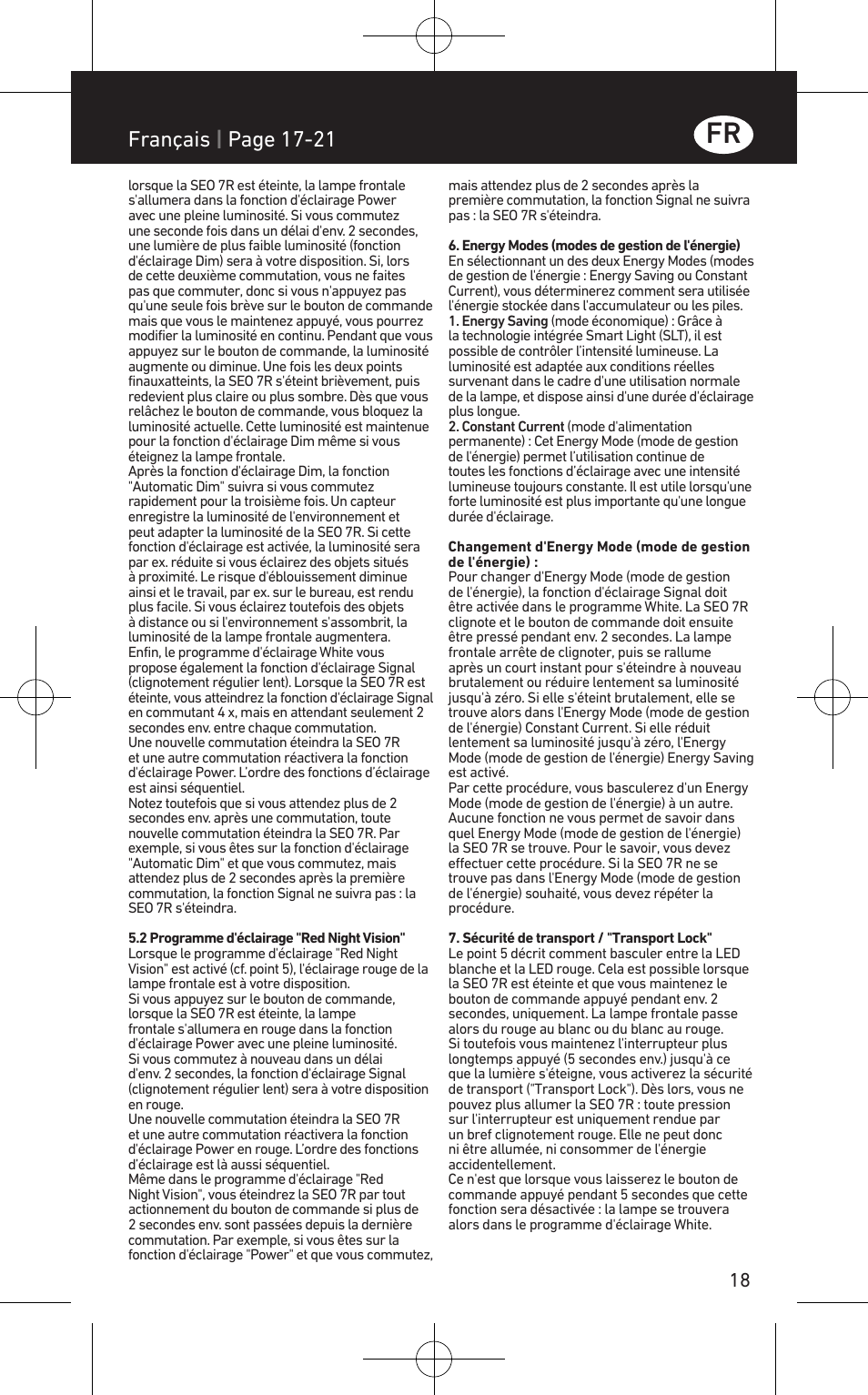 Français | page 17-21 | LED LENSER SEO™ 7R User Manual | Page 19 / 56