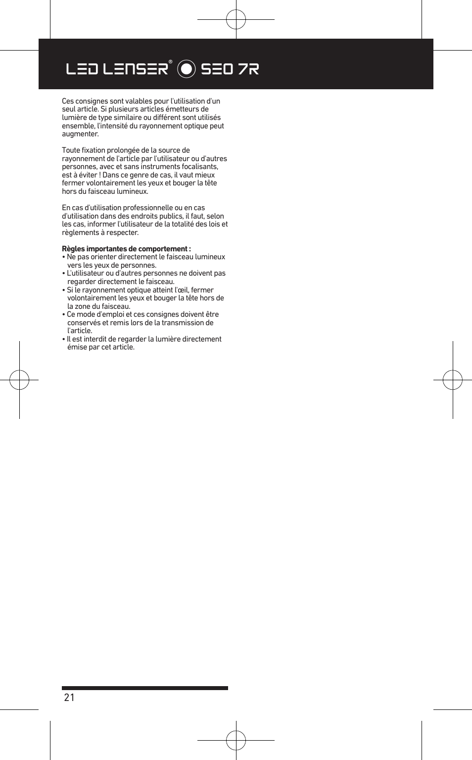 Led lenser® * seo 7r | LED LENSER SEO™ 7R User Manual | Page 22 / 56