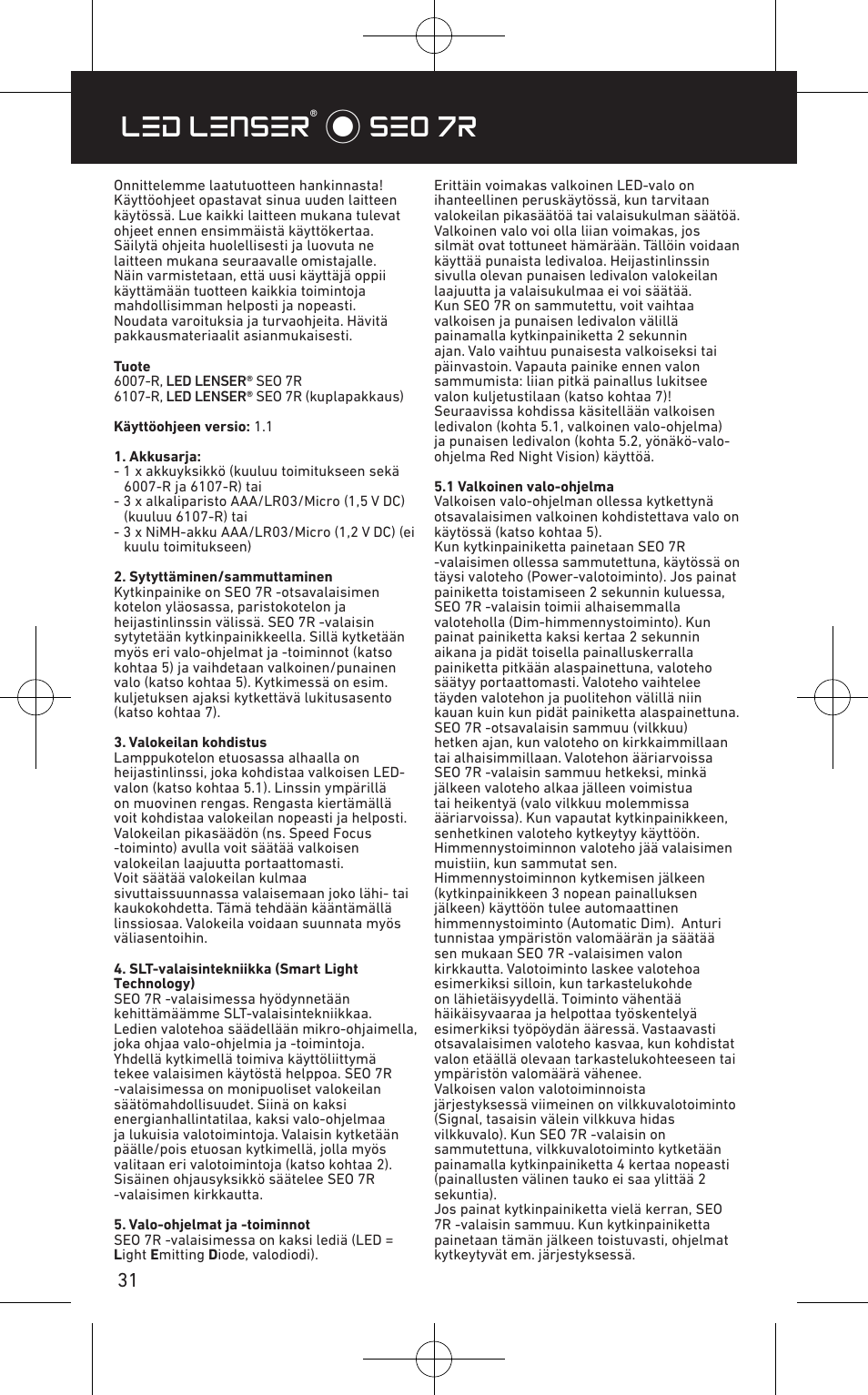 Led lenser® * seo 7r | LED LENSER SEO™ 7R User Manual | Page 32 / 56