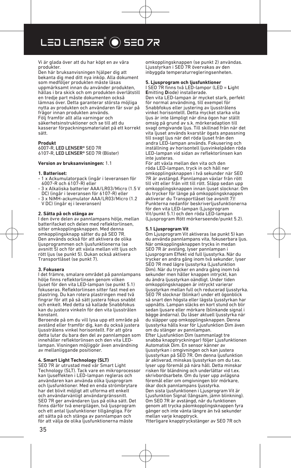 Led lenser® * seo 7r | LED LENSER SEO™ 7R User Manual | Page 36 / 56