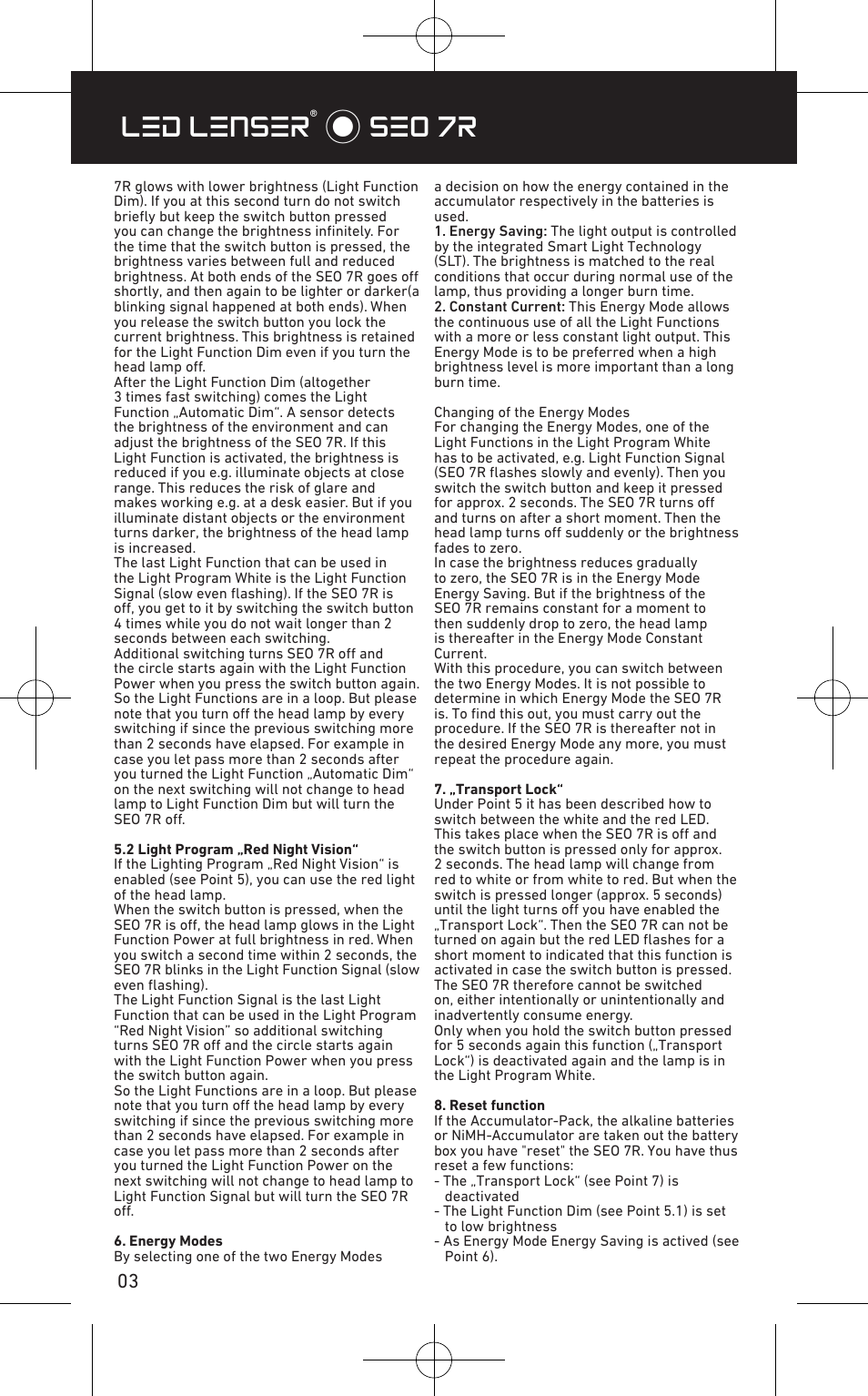 Led lenser® * seo 7r | LED LENSER SEO™ 7R User Manual | Page 4 / 56
