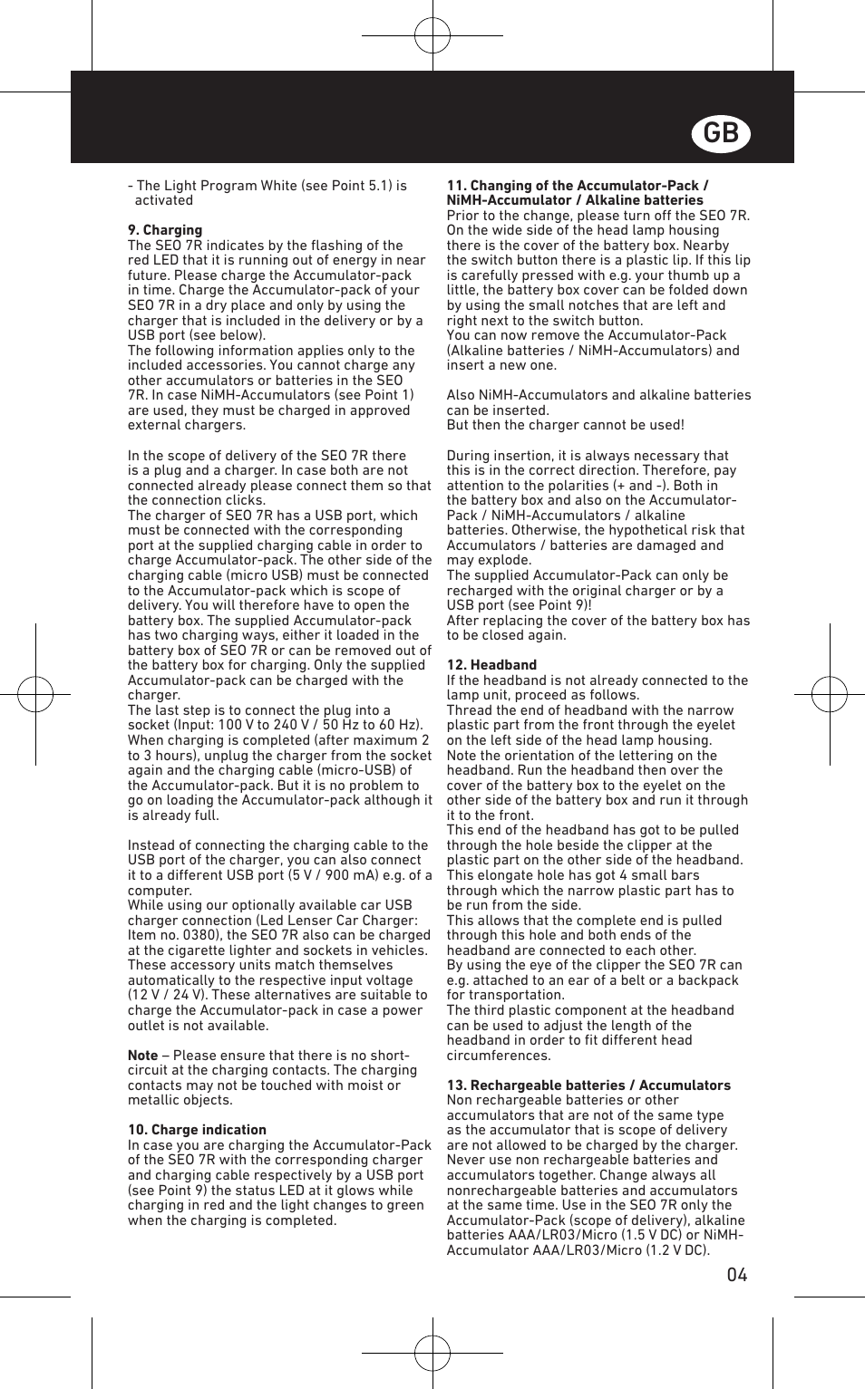 LED LENSER SEO™ 7R User Manual | Page 5 / 56