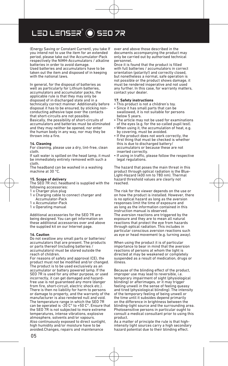 Led lenser® * seo 7r | LED LENSER SEO™ 7R User Manual | Page 6 / 56