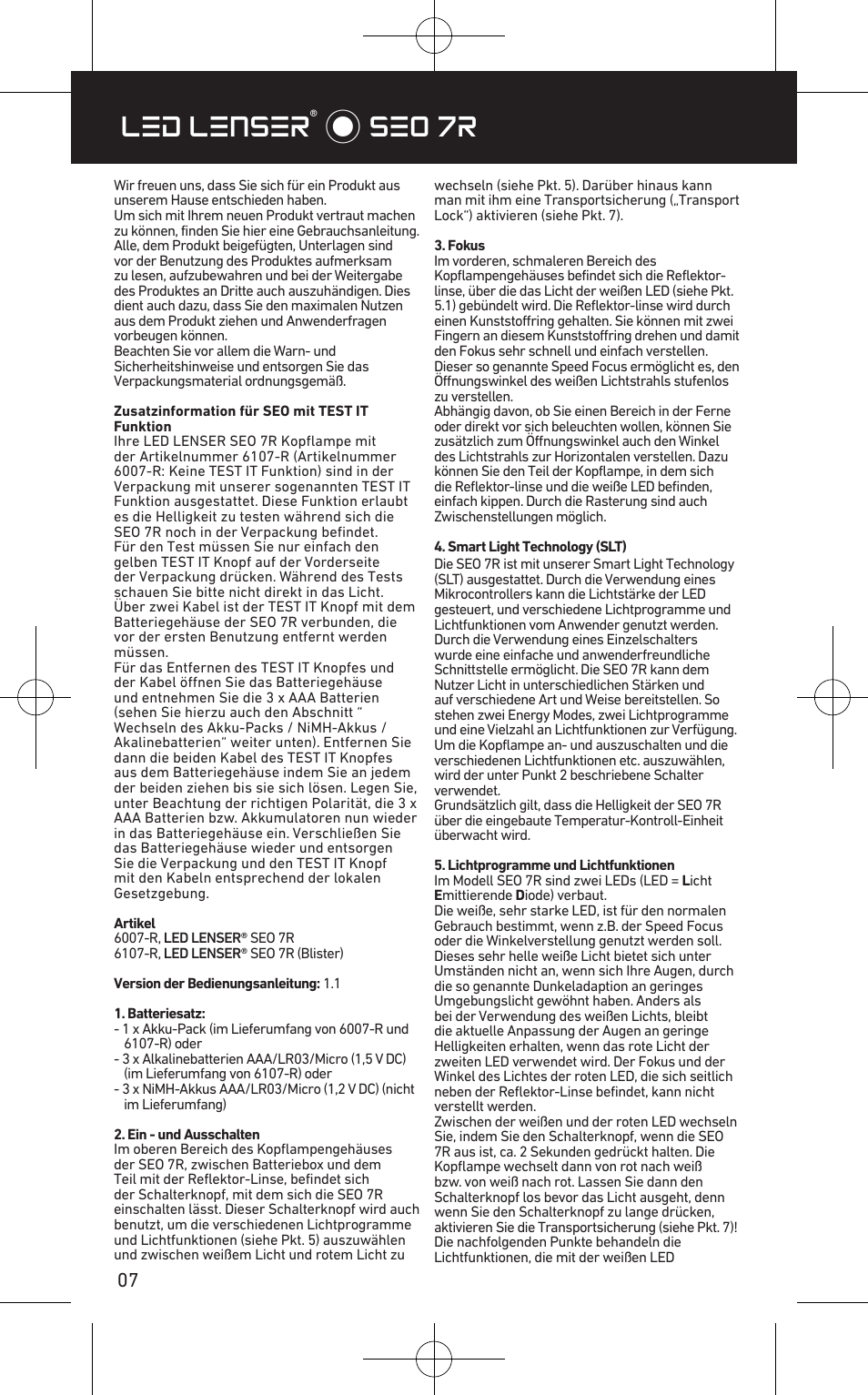Led lenser® * seo 7r | LED LENSER SEO™ 7R User Manual | Page 8 / 56