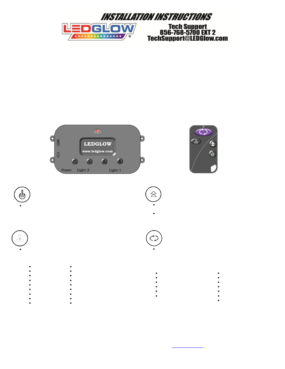 Using the control box & 4 button wireless remote | LEDGlow 4pc.-10pc. Million Color Wireless LED Underbody Kit User Manual | Page 3 / 4