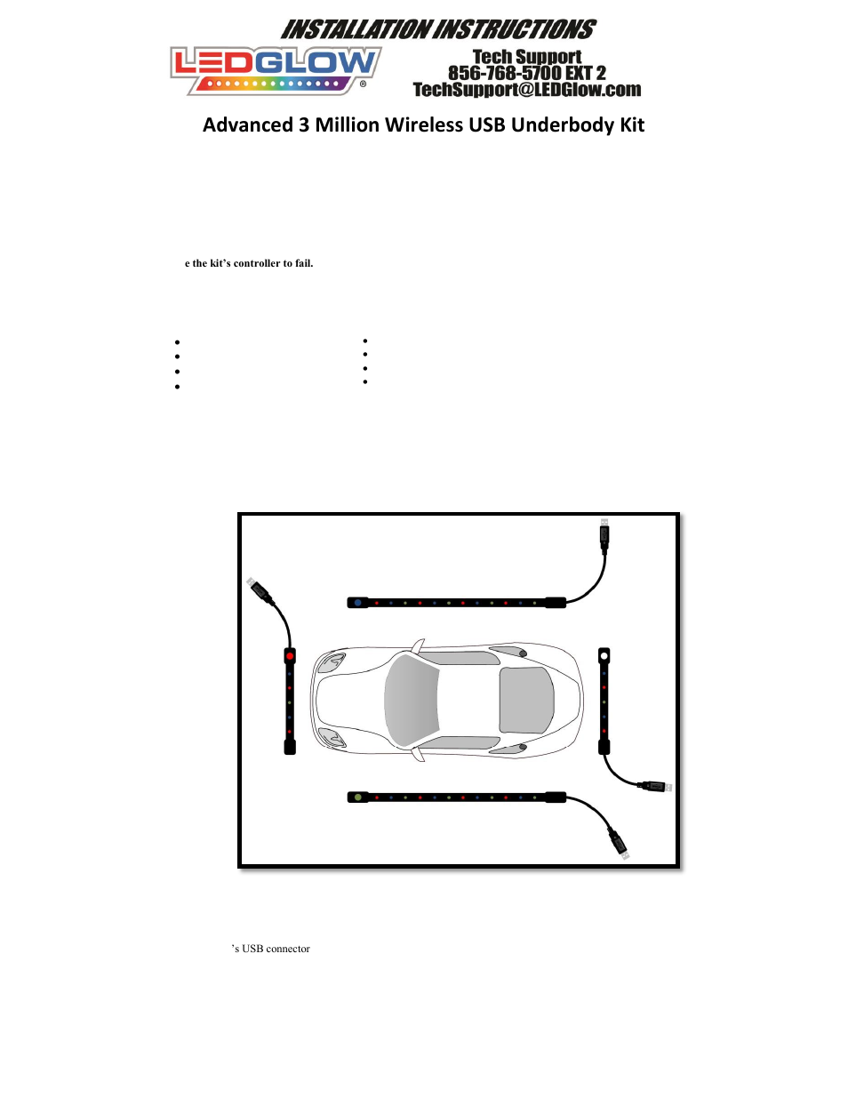 LEDGlow Advanced 3 Million Color USB Wireless LED Underbody Kit User Manual | 6 pages