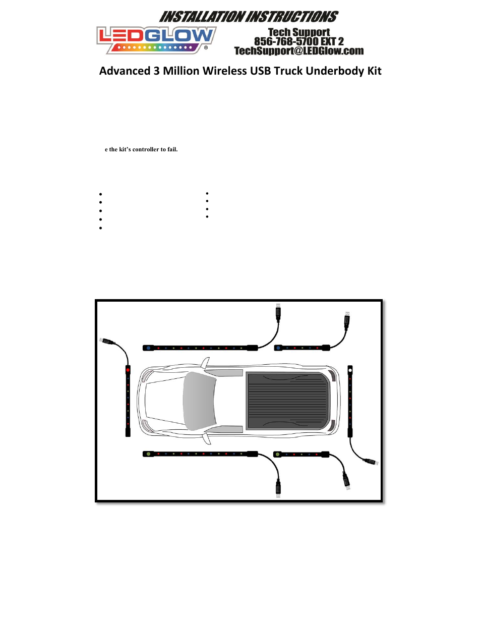 LEDGlow Advanced 3 Million Truck LED Underbody Kit User Manual | 6 pages